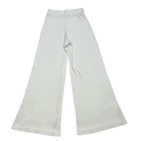 L'AGENCE Crawford Wide Leg Pants S Ivory Ribbed Knit High Rise Pull On Coastal - Picture 11 of 12